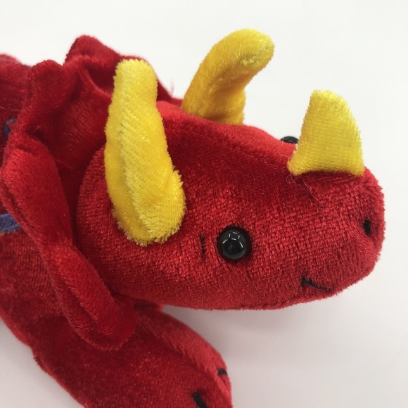 Mary Meyer Red Triceratops Dinosaur Finger Puppet Plush Stuffed Animal Velour 7" - Picture 12 of 12